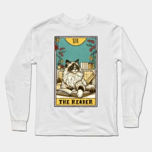 Funny cat | The Reader tarot deck | Funny cat and books Long Sleeve T-Shirt